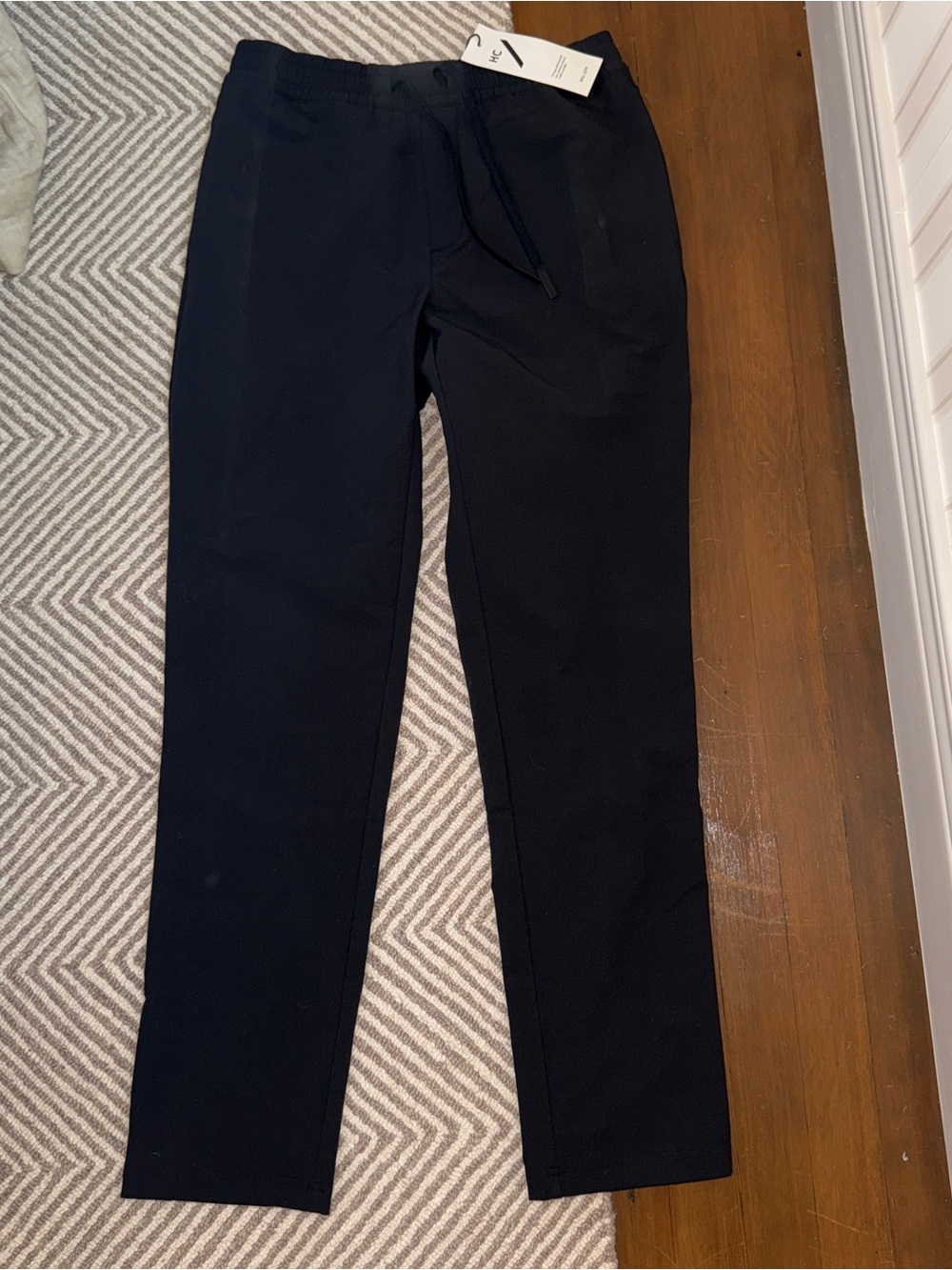 Men's Black Slim Pants with Drawstring Waist
